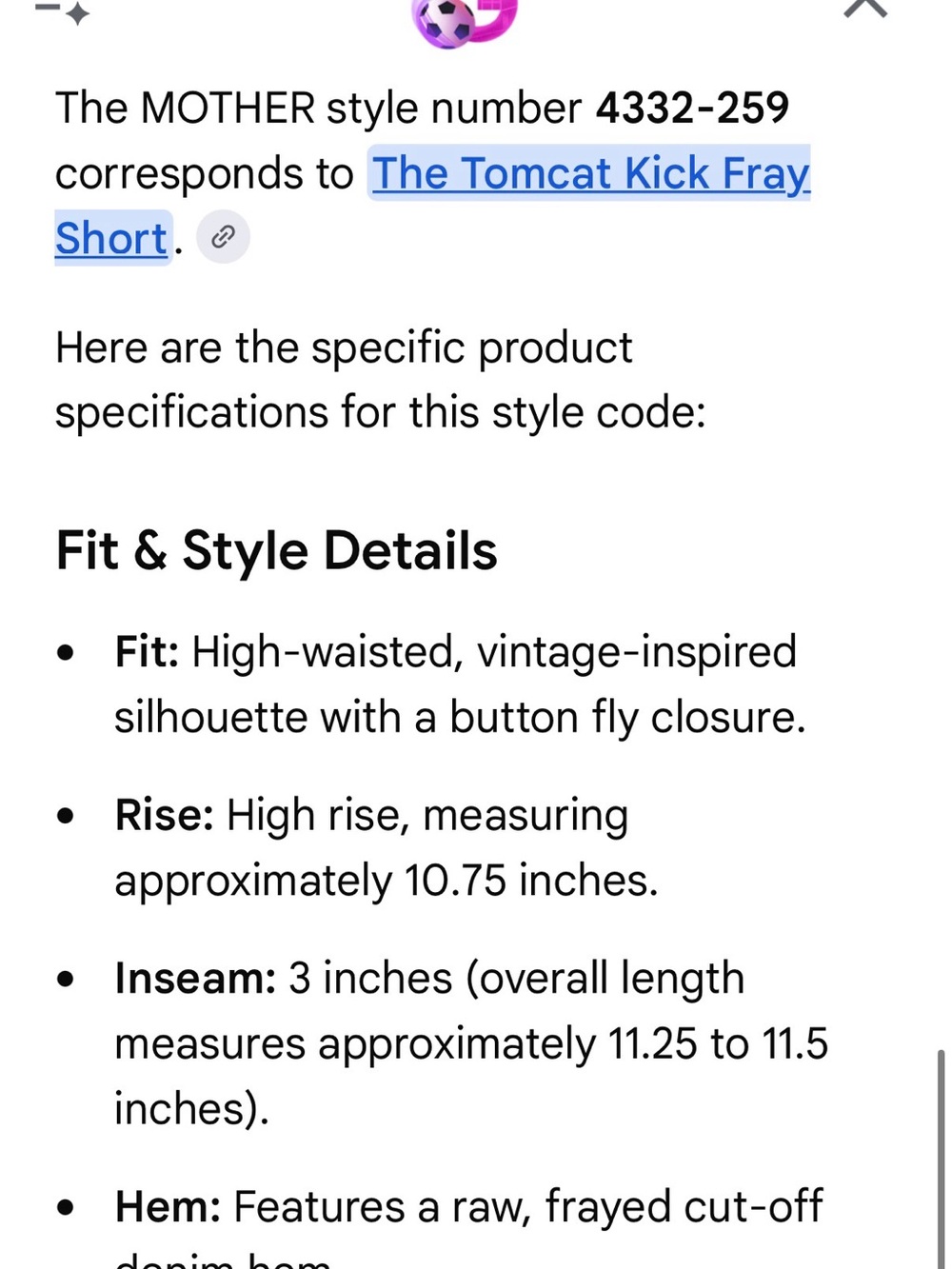 The Tomcat Kick Fray Short by MOTHER Denim- True Confessions - Picture 6 of 7